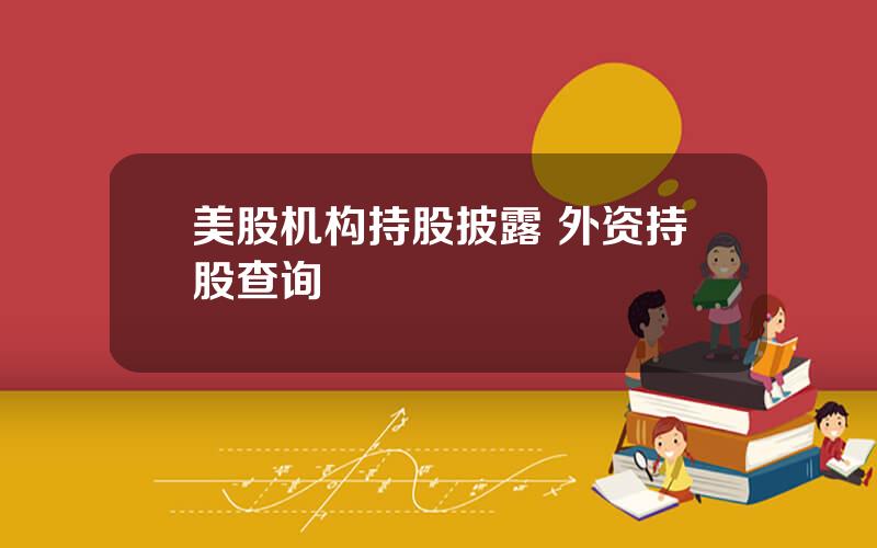 美股机构持股披露 外资持股查询